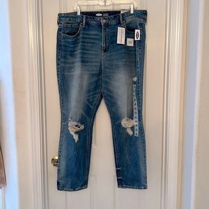 Old Navy Power Straight High Rise Ripped Jeans- Ankle Length.
